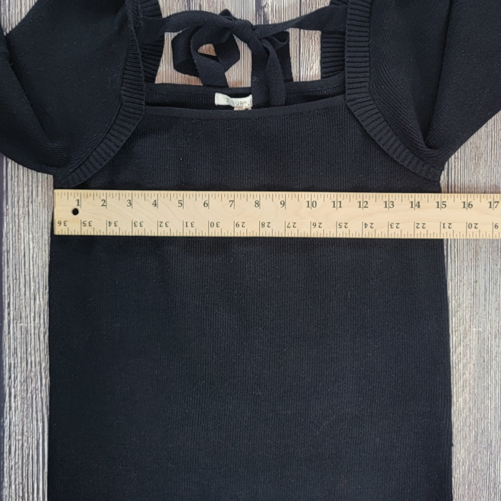 Z Supply NWT Hadley Sweater Tie Back Ribbed Black Top - Picture 7 of 12